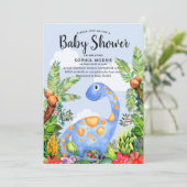 Cute Boy Waterverf Dinosaur Modern Baby shower Kaart (Staand voorkant)