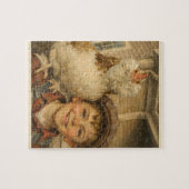 Cute Boy With Chicken Jigsaw Puzzle Legpuzzel (Horizontaal)