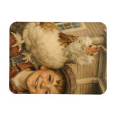 Cute Boy With Chicken Magnet Magneet (Horizontaal)