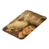 Cute Boy With Chicken Magnet Magneet (Linkerzijde)