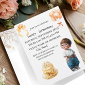 Cute Boy with Glasses 5th Birthday Party Invitatio Kaart