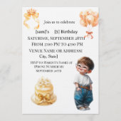 Cute Boy with Glasses 5th Birthday Party Invitatio Kaart (Voorkant)
