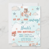 Cute Boy's Airplane Theme 3rd Birthday Party Kaart (Voorkant)