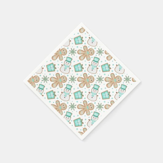 Cute Boys Blue Christmas Gingerbread Man Servet (Hoek)