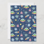 Cute Boys Blue Space Alien Galaxy 1e verjaardag Kaart (Achterkant)