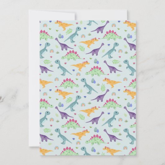 Cute Boys Blue T-Rex Dinosaur Oerwoud 1st verjaard Kaart (Achterkant)