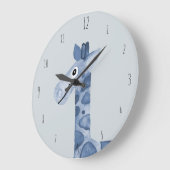 Cute Boy's Blue Waterverf Giraffe Safari Nursery Grote Klok (Hoek)