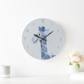 Cute Boy's Blue Waterverf Giraffe Safari Nursery Grote Klok (Huis)