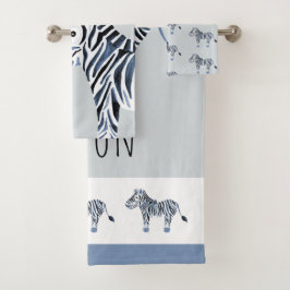 Cute Boy's Blue Waterverf Zebra Safari Baby Kinder Bad Handdoek