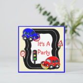 Cute Boys Cars Thleparty Invitation Kaart (Staand voorkant)