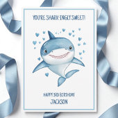 Cute Boys Custom Blue Shark Happy 3rd Birthday Kaart