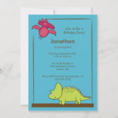 Cute Boys Dinosaur Birthday Party Invitation Kaart (Voorkant)