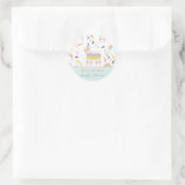 Cute Boy's Llama Rainbow Birthday Party Ronde Sticker (Tas)