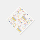 Cute Boy's Llama Rainbow Birthday Party Servet (Hoek)