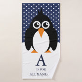 Cute Boy's Name Penguin Bath Towel Badhanddoek (Badhanddoek)