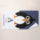 Cute Boy's Name Penguin Bath Towel Badhanddoek (Badhanddoek)