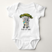 Cute boys oerwoud rhino add text romper (Voorkant)