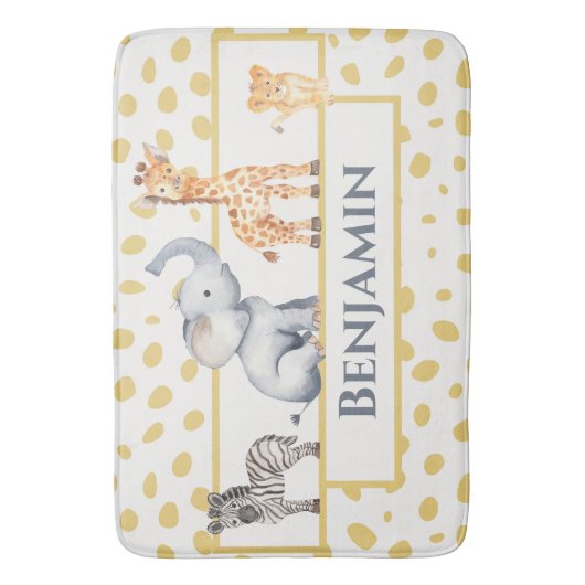 Cute Boys Oerwoud Safari Baby Animals Badmat (Voorkant Verticaal)