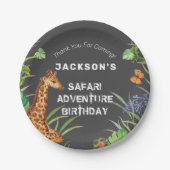 Cute Boys Oerwoud Safari Giraffe Birthday Papieren Bordje (Voorkant)