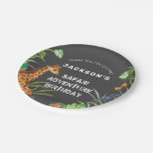 Cute Boys Oerwoud Safari Giraffe Birthday Papieren Bordje (Gekanteld)