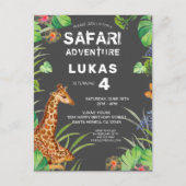 Cute Boys Oerwoud Safari Giraffe Birthday Uitnodiging Briefkaart (Voorkant)