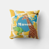 Cute Boy's Personalized Giraffe Monkey Alligator Kussen (Voorkant)