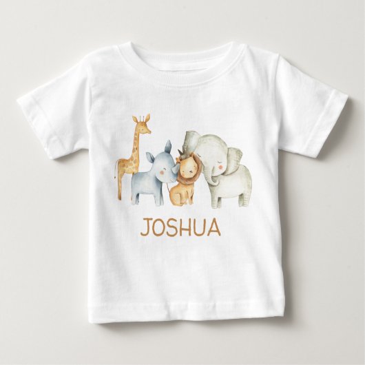 Cute Boys Personalized Safari Animals T-Shirt (Voorkant)