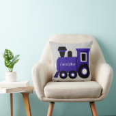 Cute Boy's Pillow, Blue Train w/ Name Kussen (Stoel)