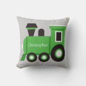 Cute Boy's Pillow, Green Train met naam Kussen (Voorkant)