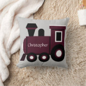 Cute Boy's Pillow, maroon Train met naam Kussen (Deken)