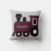 Cute Boy's Pillow, maroon Train met naam Kussen (Voorkant)