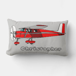 Cute Boy's Pillow, Red Airplane w/ Name Kussen