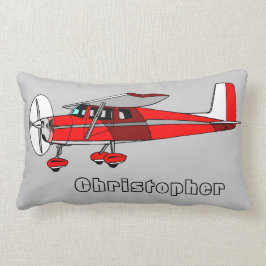 Cute Boy's Pillow, Red Airplane w/ Name Kussen
