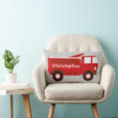 Cute Boy's Pillow, Red Firetruck met naam Kussen (Stoel)