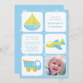 Cute boys reistijd verjaardagsfeestdag uitnodiging (Voorkant / Achterkant)