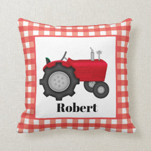Cute boys room decor red tractor add name kussen