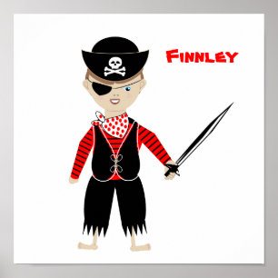 Cute Boys Room Pirate Afbeelding Poster Decor