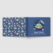 Cute Boys Space Alien Blue Baby shower Guest Book Gastenboek (Volledig)