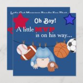 Cute Boys Sport Baby Shower Uitnodiging (Voorkant / Achterkant)