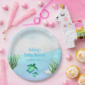 Cute Boys Zee Turtle and Ocean Baby shower Papieren Bordje (Feest)