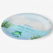 Cute Boys Zee Turtle and Ocean Baby shower Papieren Bordje (Gekanteld)