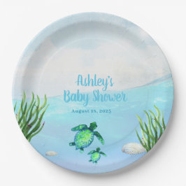 Cute Boys Zee Turtle and Ocean Baby shower Papieren Bordje