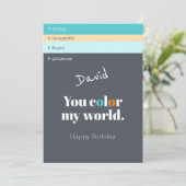 Cute Boyvriend Blue Paint Colors Happy Birthday (Staand voorkant)