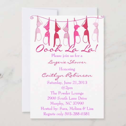 Cute Bra Bridal/Lingerie Shower Invitation Kaart (Voorkant)