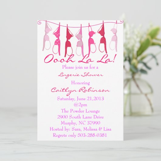 Cute Bra Bridal/Lingerie Shower Invitation Kaart (Staand voorkant)