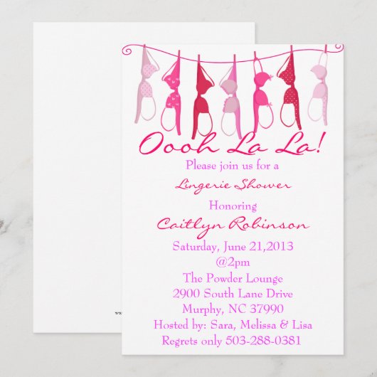 Cute Bra Bridal/Lingerie Shower Invitation Kaart (Voorkant / Achterkant)