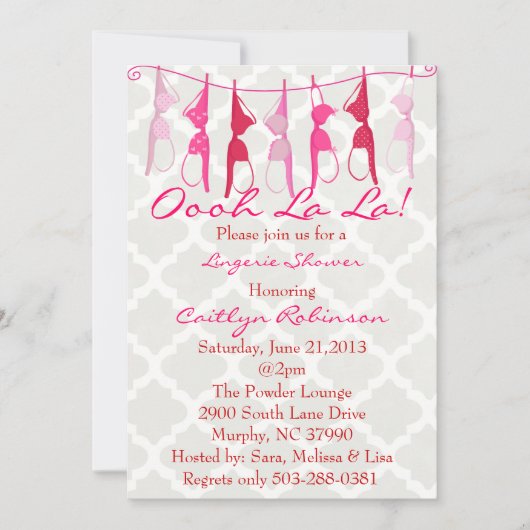 Cute Bra Bridal/Lingerie Shower Invitation Kaart (Voorkant)