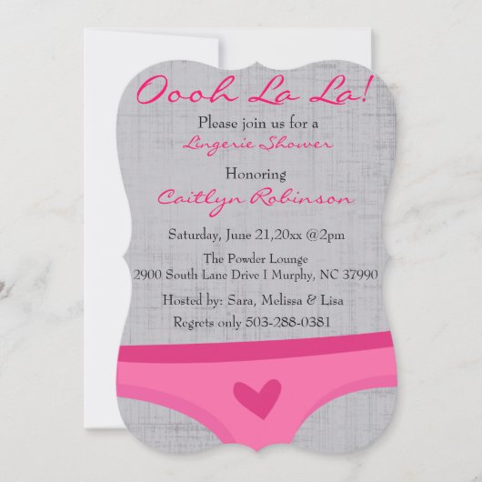 Cute Bra Bridal/Lingerie Shower Invitation Kaart (Voorkant)