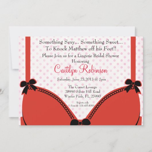 Cute Bra Lingerie Bridal Shower Invitation Kaart (Voorkant)