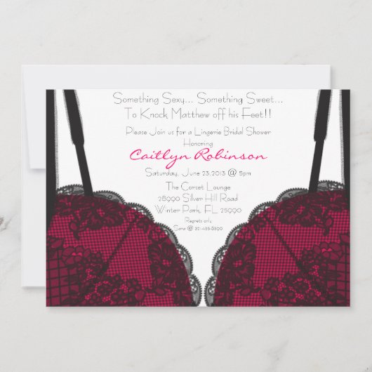 Cute Bra Lingerie Bridal Shower Invitation Kaart (Voorkant)